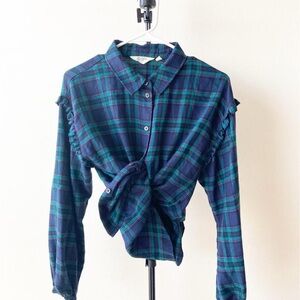 Candace Cameron Bure Navy & Teal Plaid Button-Down Shirt